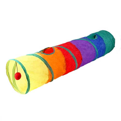 MOTIM Cat Tunnel - Interactive Play Tube with Ball Foldable S-Tunnel for Indoor Cats & Toy Drill Bucket
