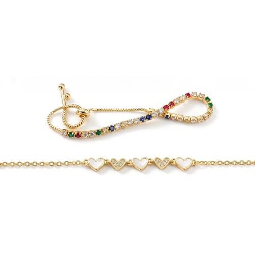 JZZ 2 Pcs Adjustable Tennis Bracelets for Women,14K Gold Plated Cubic Zirconia Stackable Dainty Bracelets Jewelry Gift - image 1