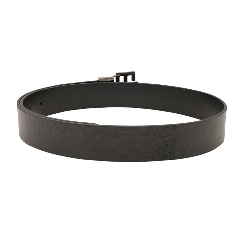 Image of Tommy Hilfiger Men's Phnom Reversible Leather Belt - Textured Style With Th Monogram And Brushed Gunmetal Finish - Semi-Formal Versatility Ideal for Gifting