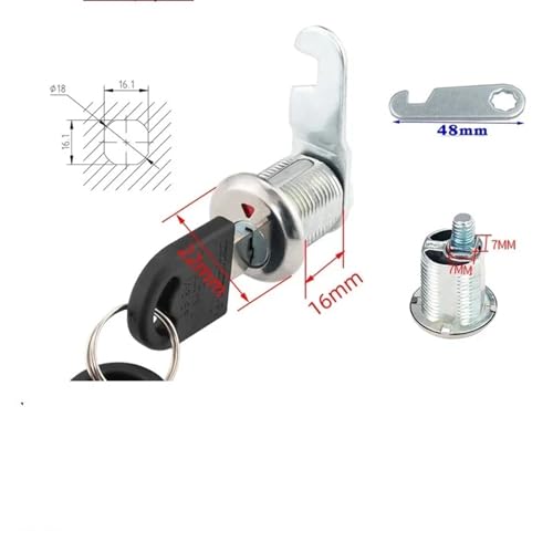 Serrure de classeur MA118 à came cylindre en fer avec écrou 16mm - 3