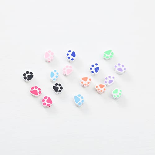 100Pcs Mixed Polymer Clay Spacer Beads For Women Jewelry Making Diy Bracelet Necklace Hair Clip Accessories (Paw Print) #TOP2
