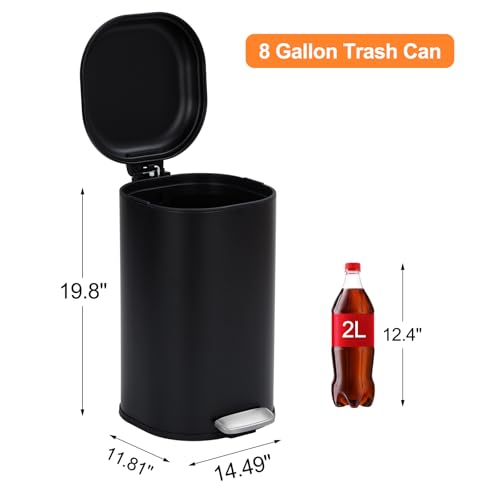 Caneca de basura de acero inoxidable 30L con pedal y tapa suave miniatura 5