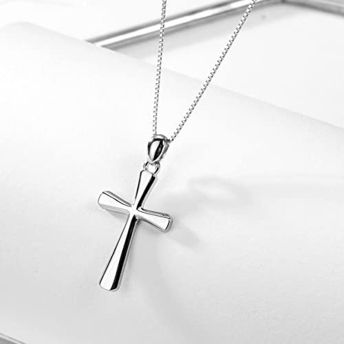 Lukieny Delicate Sterling Silver Cross Necklace For Women 925 Sterling Silver Simple Classic Cross Pendant Necklace Handmade Crosses Religious Jewelry (Sterling Silver Flared Cross Pendant Necklace) #TOP6