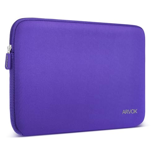 Image of Arvok 11 11.6 12 Inch Laptop Sleeve Case for MacBook Air 12, Water-Resistant Neoprene Notebook Computer Tablet Sleeve, Carrying Bag Cover for Chromebook /HP /Dell /Lenovo /Asus /Acer, Purple