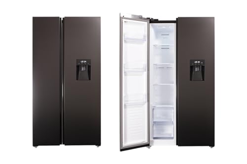 Respekta Side by Side Kühlschrank Gefrierkombi Wasserspender Black Steel 178 cm