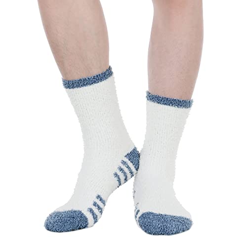 American Trends Men's Fuzzy Slipper Socks - Fluffy Cozy Unisex Winter Warm Sleep Socks3