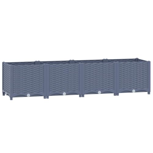 vidaXL Arriate Pérgola Jardinera Caja Recipiente Macetero Flores Bandeja Plantas Terraza Balcón Porche Decoración Patio 160x40x38 cm Polipropileno