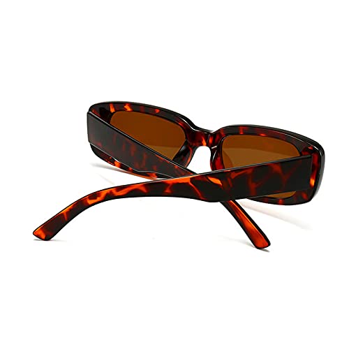 COTIA Fashion Small Rectangle Women Sunglasses Retro Leopard Yellow Tea Eyewear Shades UV400 Trending Men Square Sun Glasses3