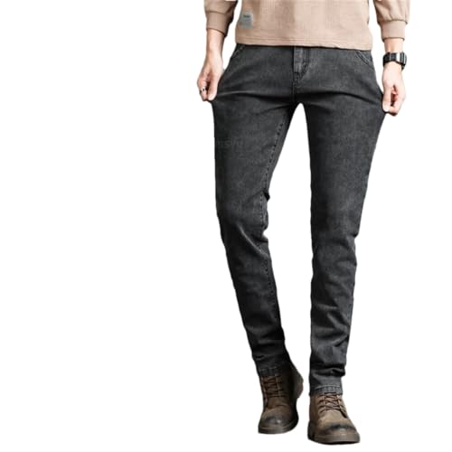 Men Stretch Skinny Cotton Denim Trousers Streetwear Slim Fit Jeans Pants Black gray9-1 30
