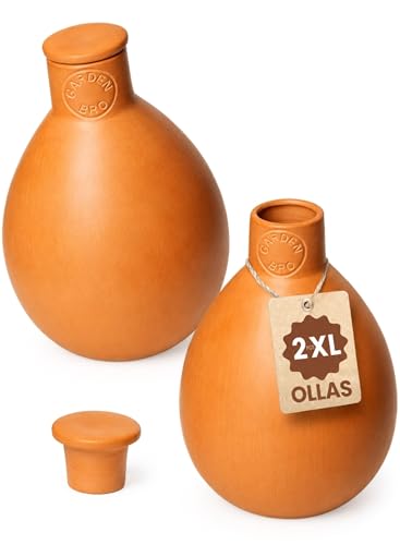 2pc Olla Pots For Garden Terracotta Watering Pots - 32oz XL Garden Olla Watering System For Raised Beds & Outdoor Plants - Covers 14 Sq Ft Irrigation Area Water Plants While On Vacation [2pc XL 32oz]