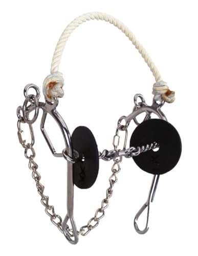 Reinsman Josey Million Dollar Bit for Horse - 3-Piece Twisted Wire Dog Bone Snaffle Mouthpiece - Rope Noseband - Stage D, Silver/Black/White, 5, (0110-0000)