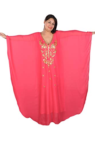 Abaya, abito in chiffon, taglia unica- Rosa Taglia Unica: M bis XXXL (46-64)