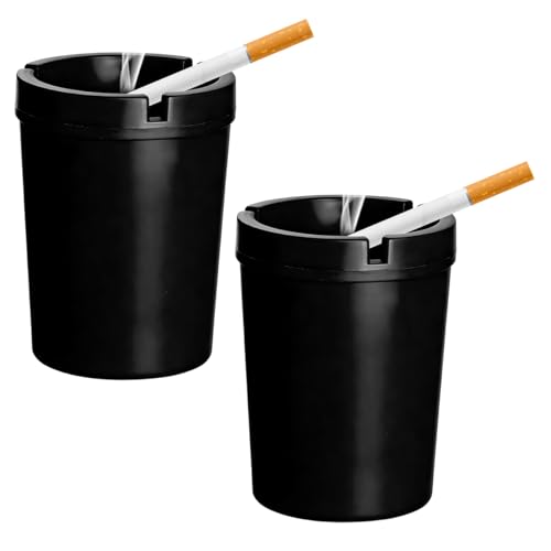 Image of Ohleats 2 PCS Car Ashtray, Smokeless Smellproof Windproof Self-Extinguishing Auto Ashtray, Portable Mini Vehicle Cigarette Trash Can Fits Most Cup Holder for Home Office, Car Accessories (Black)
