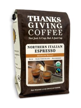 Thanksgiving Coffee "Northern Italian Style Espresso" Medium Roasted Fair Trade Organic Shade Grown Whole Bean Coffee - 12 Ounce Bag