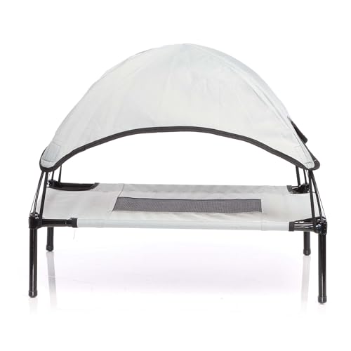 Wiltec Hundebett mit Dach Grau 91 x 76 x 16 cm Größe L bis 35 kg Outdoor Katzenliege Haustier Schlafplatz Sonnendach