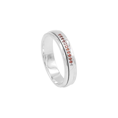 Bague rotative anti-anxiété argent 925 et grenat rouge pour apaiser le stress