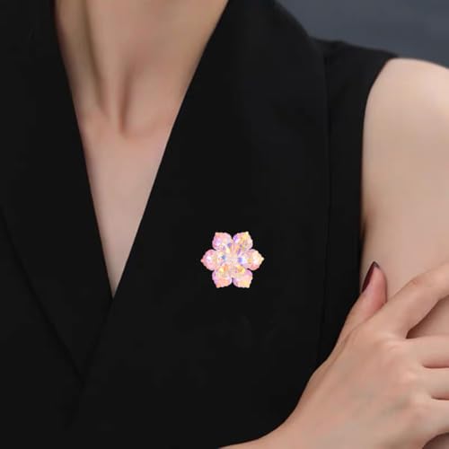 Image of Crystal Flower Brooch Pin for Women Dress Suit Bag Hat Broochs Pins Christmas Brooch Pin Wedding Party Birthday Dance Jewelry Accessories
