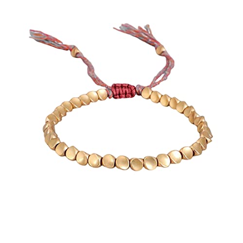 Branets perles cuivre tibétain bracelets porte bonheur d'amitié tressé bracelet réglable bouddhiste cordon pour homme et femme