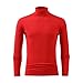 Mens Fashion Mock Turtleneck Long Sleeve T-Shirts Slim Fit Undershirt Pullover Thermal Solid Tops Basic Sweater B-red