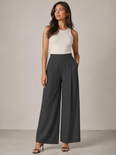 Image of GRECIILOOKS Linen Ankle Length Casual Trousers for Women | Regular Fit Linen Pants with Elastic Closure | Summer Loose Fit Daily Outfit Pants for Women