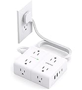 Surge Protector Power Strip, Ulta Flat Plug Power Strip with 8 Widely Outlets 4 USB Ports (2 USB ...