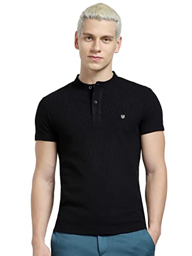 Image of Jack & Jones Men's Cotton Blend Henley Style Solid Slim Fit T-Shirt