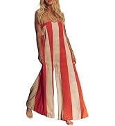 MISSACTIVER Summer Wide Leg Jumpsuits for Women Striped Strapless Long Rompers 2025 Sleeveless On...