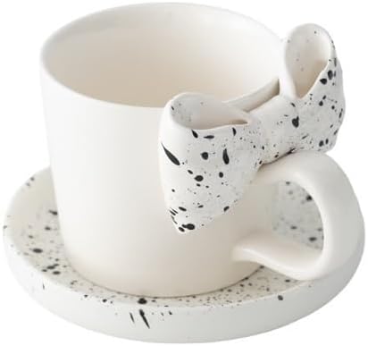 GSOUL Kungfu Tea cup Bowtie Coffee Cup Saucer Set Mug Household Ceramic Mugs Small Tea Cups