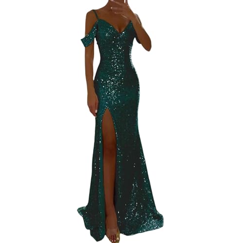 Generisch Vestido de fiesta para mujer, vestido de fiesta 2025, vestido de honda, vestido envolvente, informal, vestido de cóctel, vestido de fiesta, Verde oscuro., S