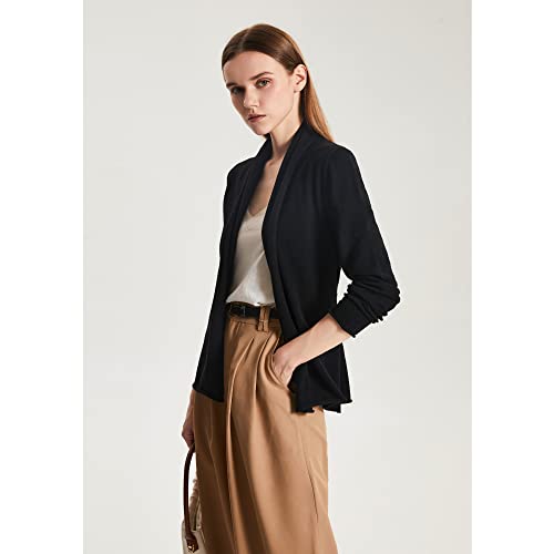 GreenMount Women's Cashmere Short Cardigan Long Sleeve Lightweight Recycled Cashmere Sweater for Women with Belt3