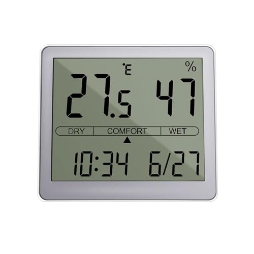 Indoor Thermometer Room Temperature Home Hygrometer Gauge Accurate with Clock Calendar