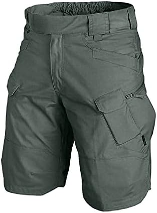 WENKOMG1 Mens Tactical Shorts,Woven Safari Style Military Waterproof Ripstop Elastic Waist Hiking Fishing Cargo Shorts,Summer Casual Sports Active Jogger Rugby Basketball Shorts(Green,XL)