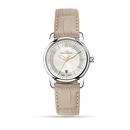 Philip Watch Reloj de Pulsera para Mujer Kent analógico de Cuarzo R8251178505, Beige, 30 mm, Correa