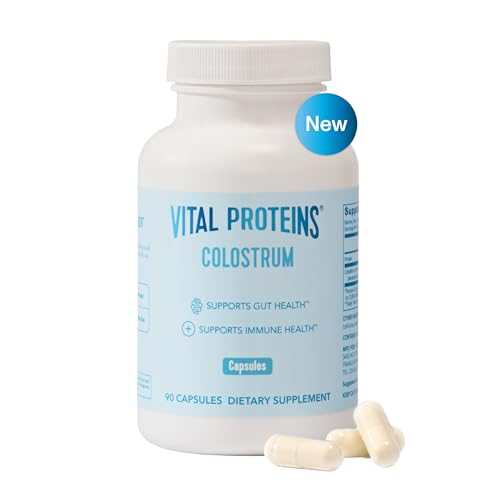 Vital Proteins Bovine Colostrum Supplement 90 Capsules for Gut Health, Immune Support with 40% IgG Premium Bovine Colostrum Superfood, Unflavored, 30 Servings