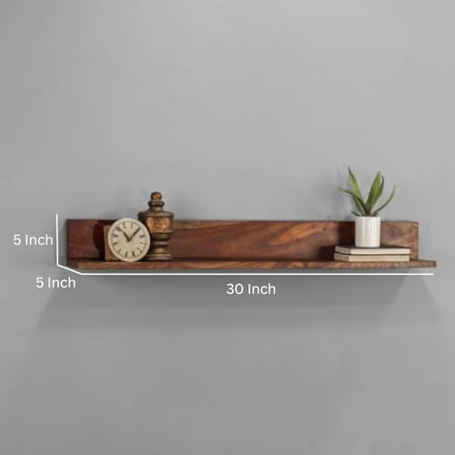 Image of 1 Set 30 Inch Long Floating Shelf for Wall Natural Walnut Wood Wall Shelves Picture Ledge Wall Bookshelf for Living Room Bedroom Kitchen Office Home D?cor (30 Inch Long)