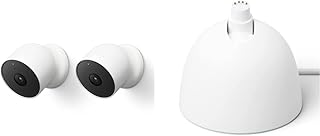 Google Nest Cam (Outdoor/Indoor, Battery) Security Camera - Smart Home WiFi Camera - Wireless, 2-Pack & Nest Cam Stand with Power Cable - Wired Tabletop Charging Station