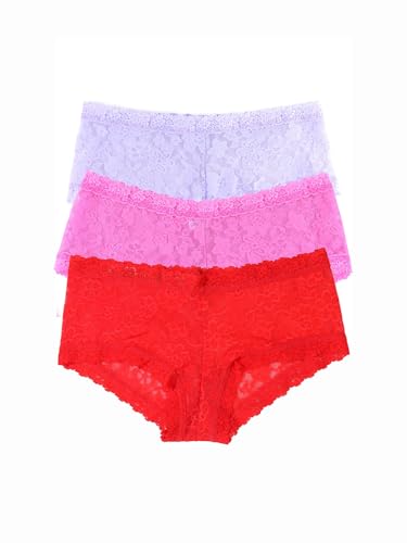 Image of hanky panky - Daily Lace Boyshorts | Women's Underwear, Soft Stretch Fit Panties, Cotton Blend | Sizes (XS-XL), 3 pack