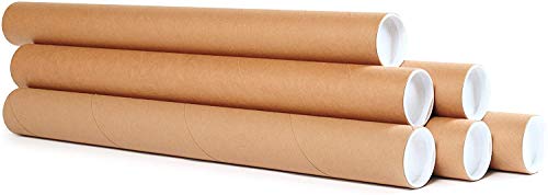 Better Crafts Mailing Tubes with Caps - Premium Kraft Cardboard Tubes for mailing - Shipping Tubes for posters - Size 2