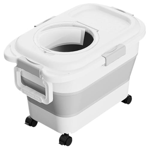 Contenedor de alimentos para mascotas 15 kg/33 lb plegable hermético contenedor de almacenamiento de alimentos para perros con manija y ruedas Flip tapa transparente Dampof BoCh Bouts Almacenami