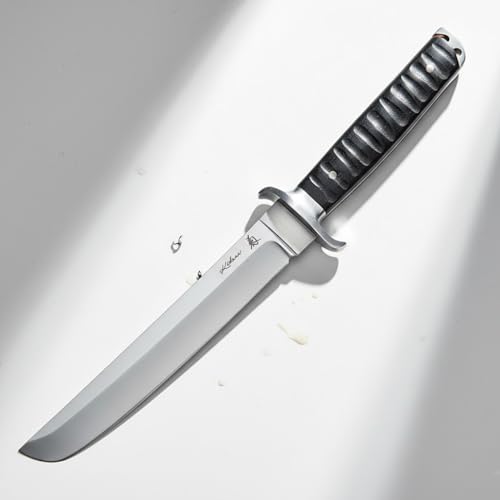 7 inch Outdoor Camping Fixed Blade Knife, Ebony Handle, Pocket Knife with Wooden Sheath, EDC Knife for Outdoor Camping, Hiking