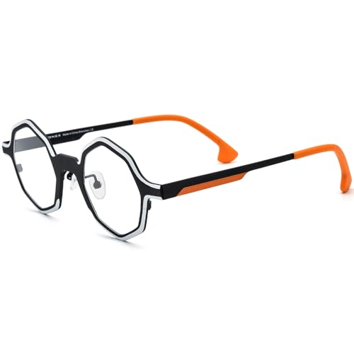 Image of FONEX Colorful Pure Titanium Glasses Frame Women Retro Round Eyeglasses