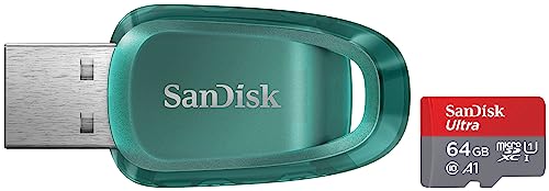 Image of SanDisk Ultra microSDXC UHS-I Card, 64GB, 140MB /s R, 10 Y Warranty, for Smartphones & Ultra Eco USB Flash Drive USB 3.2 Gen 1 64GB, Upto 100MB /s R, 5Y Warranty