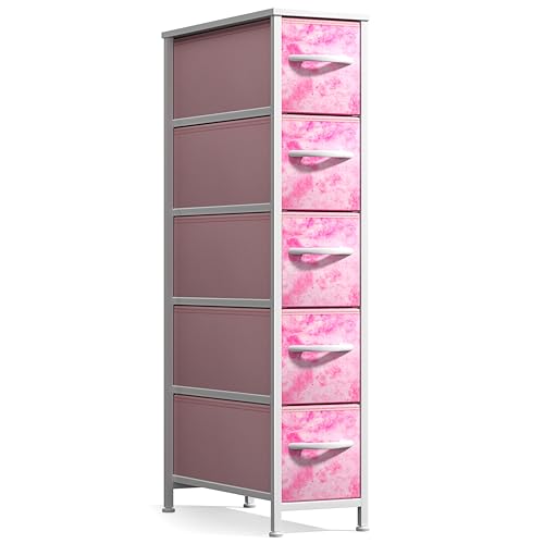 Sorbus 5-Drawer Narrow Dresser for Bedroom (Tie Dye Pink) - image 8