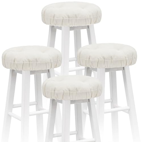Image of Marsui 4 Pieces Bar Stool Cover Non Slip Padded Cushion, 12 Inch, Beige