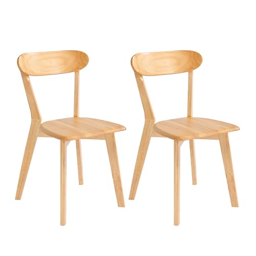 DELAVIN Soild Wood Dining Chairs Set of 2, Oak Wood