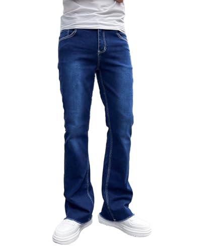 Men's Straight Leg Boot Cut Jeans Stretch Slim Fit Flared Jeans Light Wash Vintage Skinny Denim Pants4