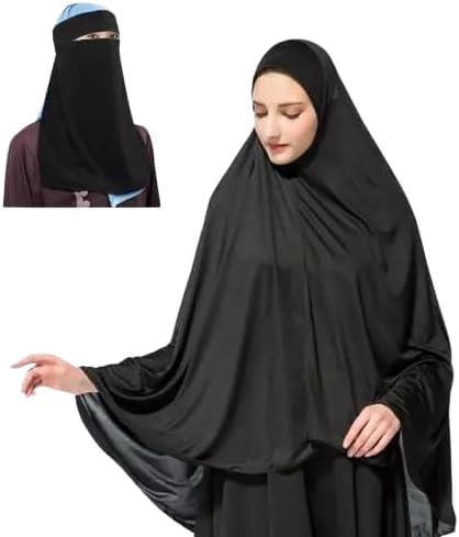 Heena Collection Store Islamic Muslim Hijab || Modest Fashionable Design Stylish Soft Stretchable Hosiery Polyester Good Comfortable Breathable Hijab || Best Gift For Diwali, Rakhi Family Funtions for Women's & girl's || (Black) Pack of 2