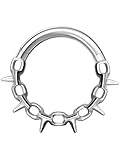 SAWOWGER Anillo de titanio para tabique, aro Daith, 16G, ASTM F136, cadena de titanio quirúrgico con pinchos, joyería para hombres y mujeres, 8 mm y 10 mm, oro plateado, hipoalergénico, 10mm, Titanio