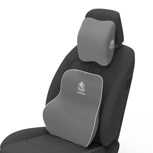 Image of MRRON Series Memory Foam Neck Rest & Extra Lumbar, Relief Pillow, 100% Soft Memory Foam Pillow, Adjustable Strap, Cervical Support for Car Seat. (Grey, Long Back)