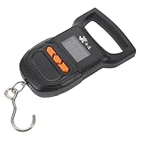 FRCOLOR Báscula de Resorte Portátil Negra con Gancho y Pantalla Lcd, Precisión hasta 50 Kg, Material Abs Resistente, Adecuado para Equipaje, Pesca y Viajes, Báscula Electrónica de Mano